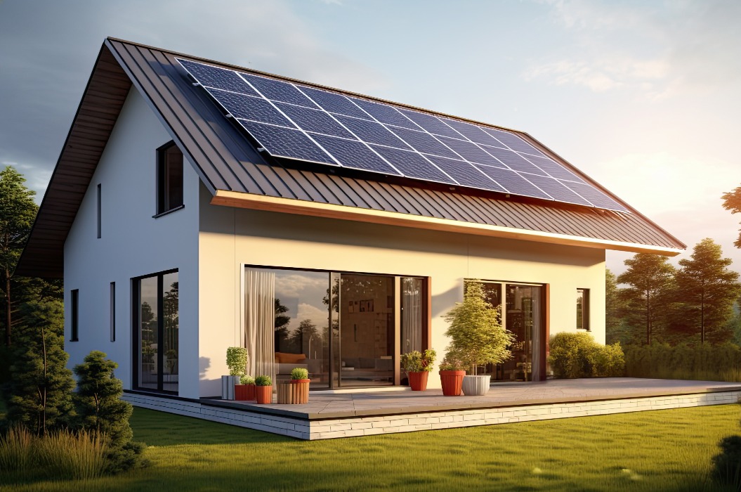 Neues Vorstadthaus mit Photovoltaikanlage